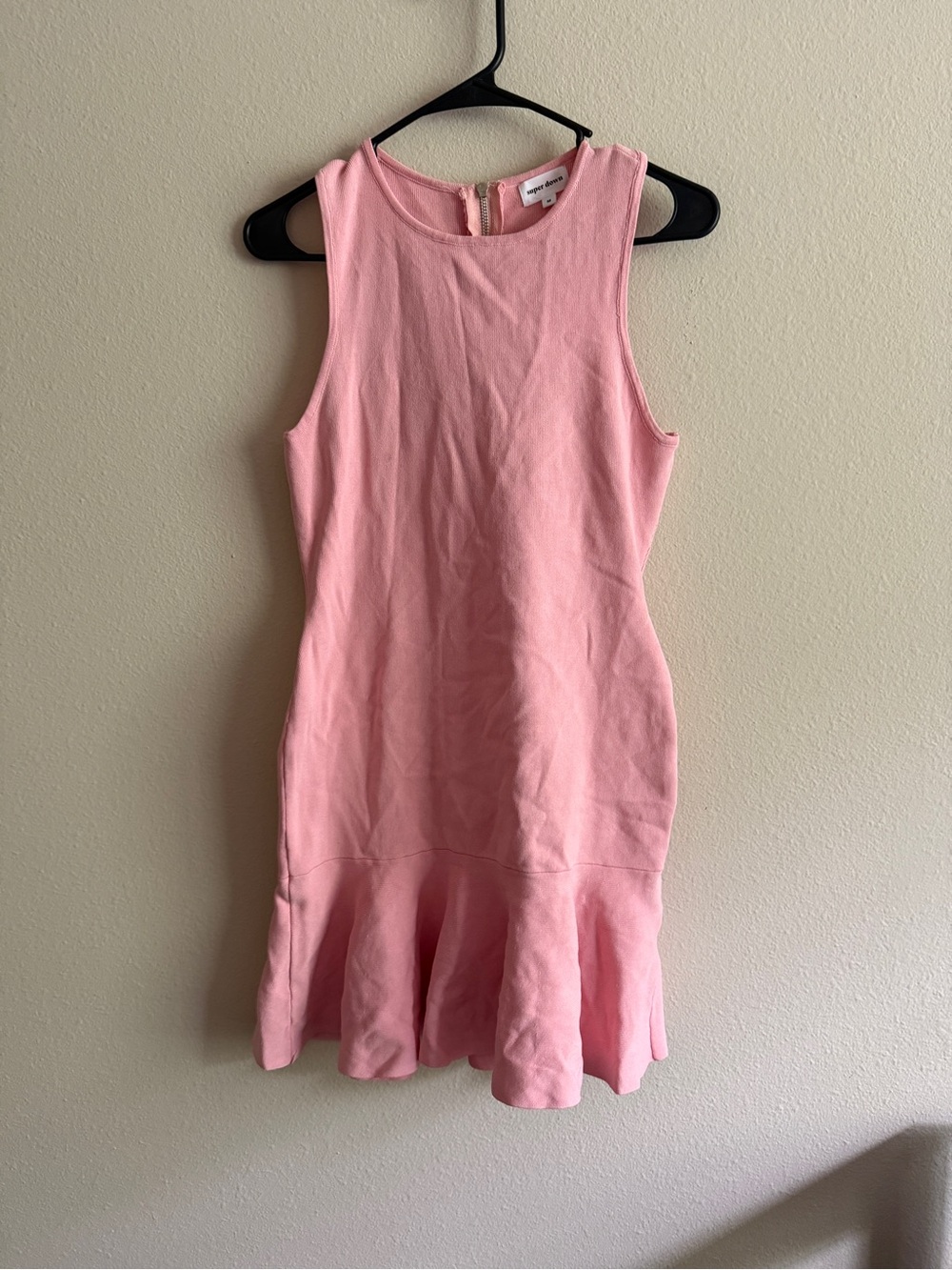 superdown Sleeveless Pink Flounce-Hem Mini Dress